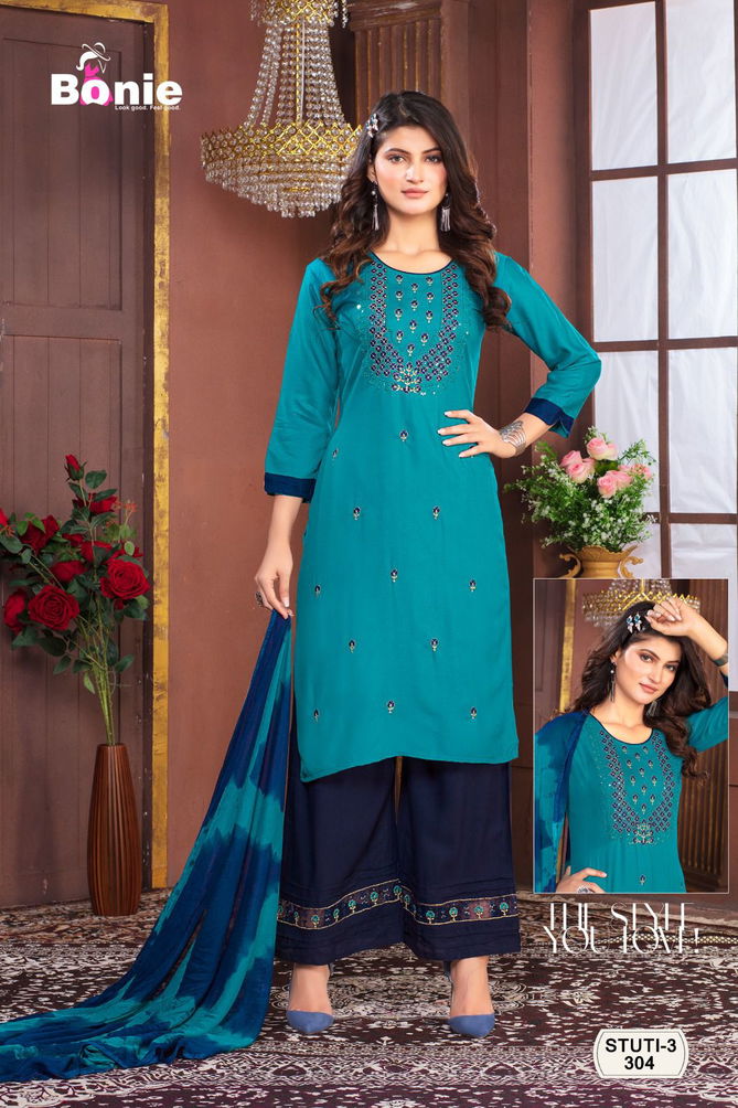 Bonie Stuti Vol 3 Casual Kurti With Bottom Dupatta Collection
